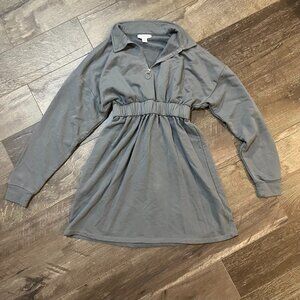 Topshop blue long-sleeve sweater dress